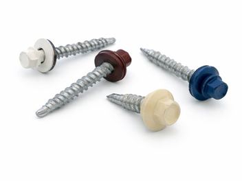 Roofing screws with color-matched heads