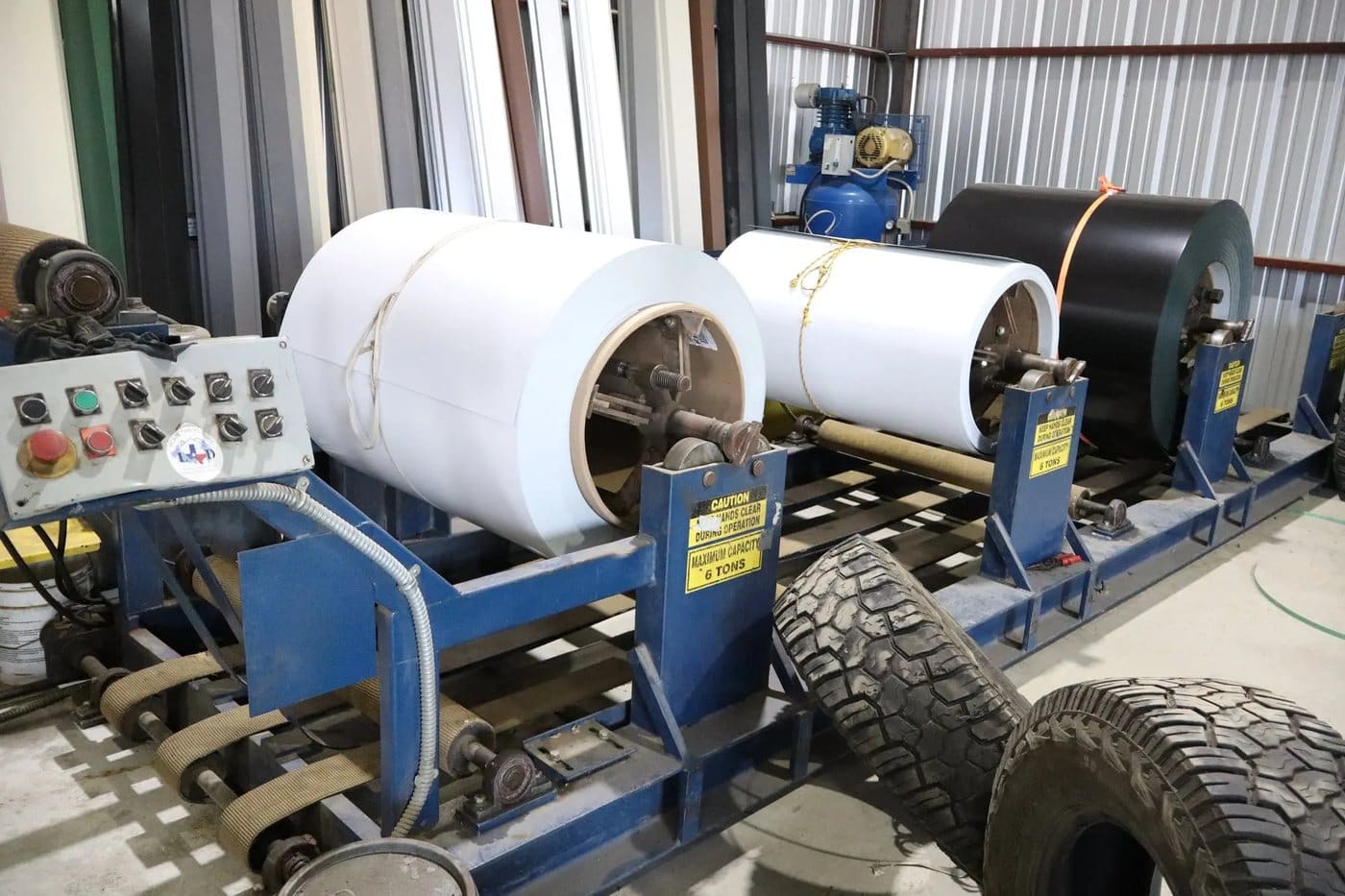 Coil on the decoiler at the Azle yard